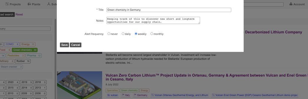 Setup a search alert
